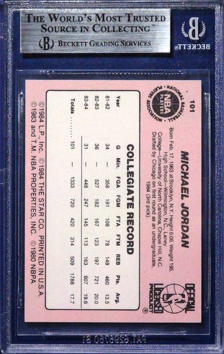 1984-85 Michael Jordan Star 101 BGS 9 back